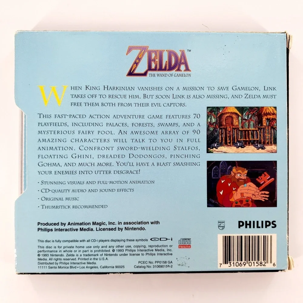 Zelda: The Wand of Gamelon (Philips CD-i, 1993) Complete w/ Slip Cover Tested